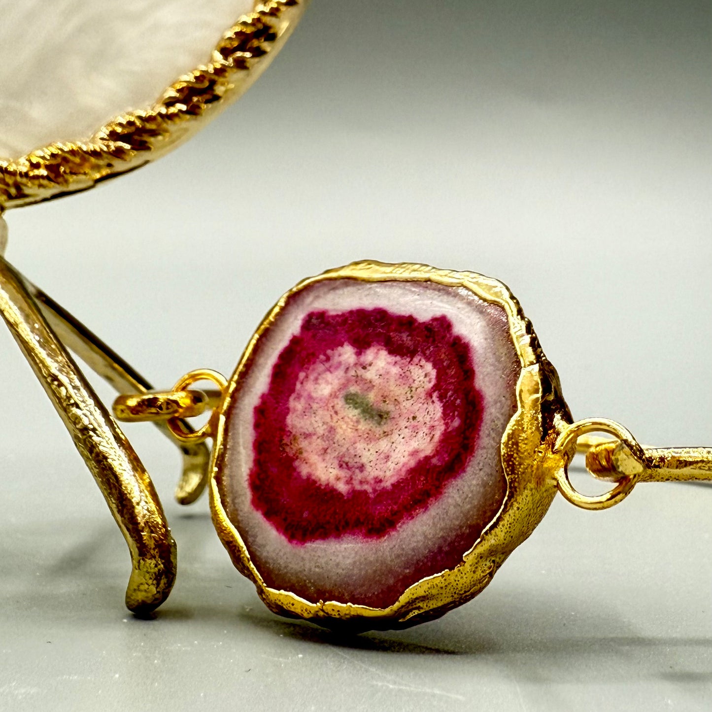 Adjustable Boho-Chic Natural Crystal Flower Bangle image 5