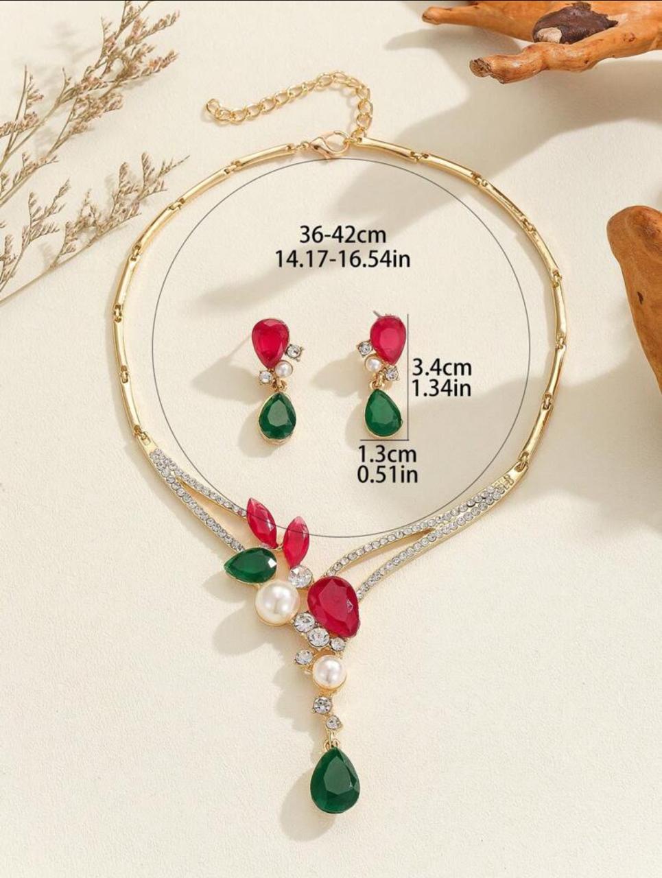 MULTICOLOR CUBIC ZIRCONIA WATER DROP STYLE NEKLACE SET image 4