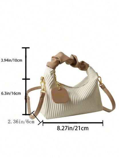 Mini Simple Pleated Woven and Portable Shoulder Zipper Handbag image 4