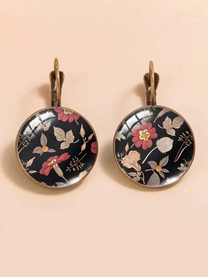 Floral Print Round Decor Earrings image 3