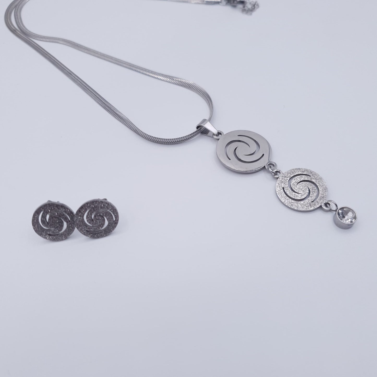 Elevate your look with this timeless spiral elegance Stainless Steel Neckace Set. image 5