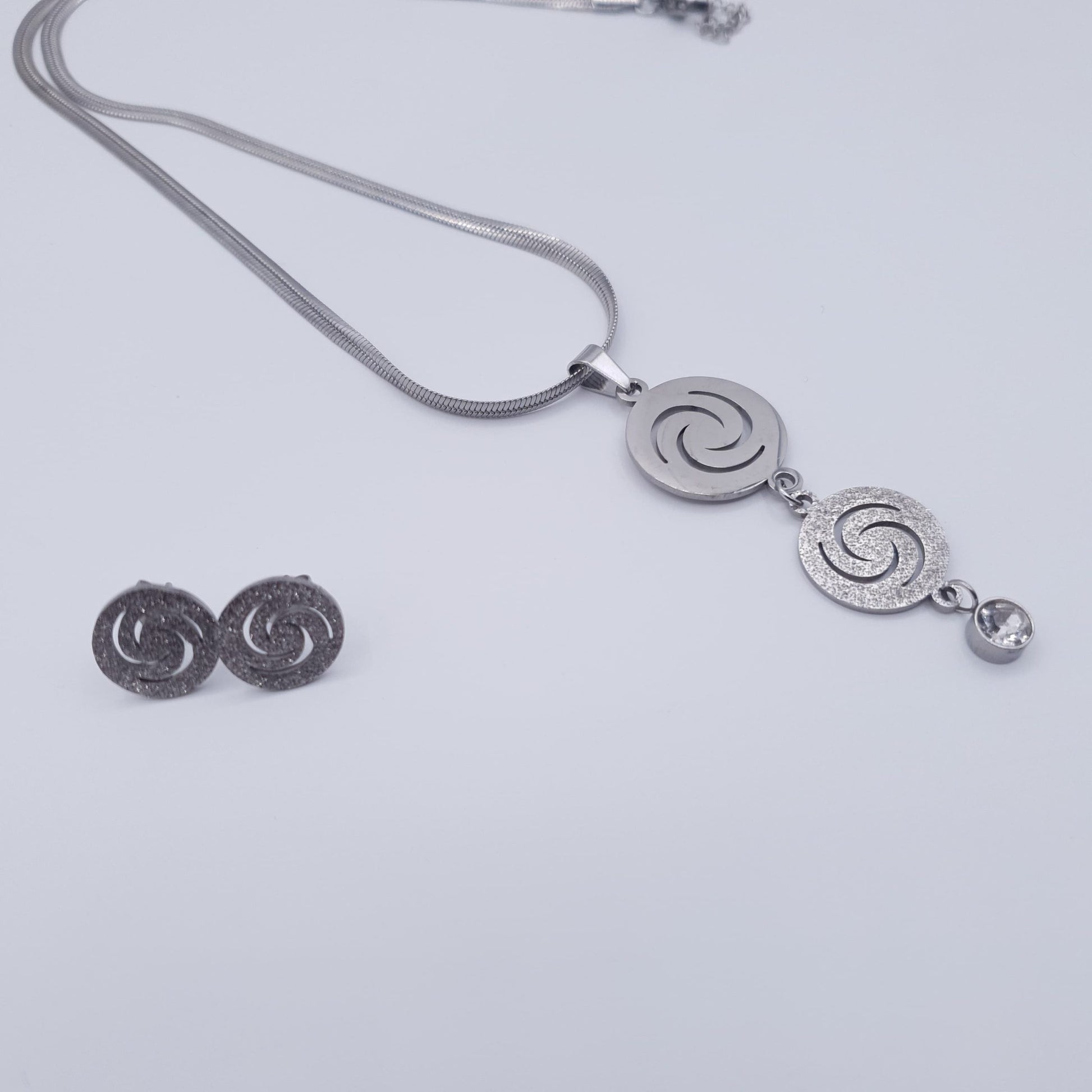 Elevate your look with this timeless spiral elegance Stainless Steel Neckace Set. image 5