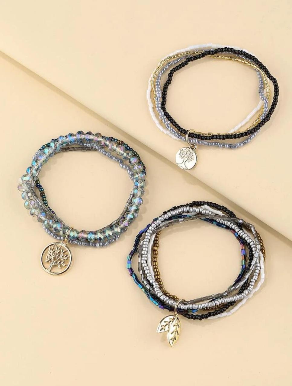 3 Pieces Tree Decor Layered Beaded Bracelet image 6