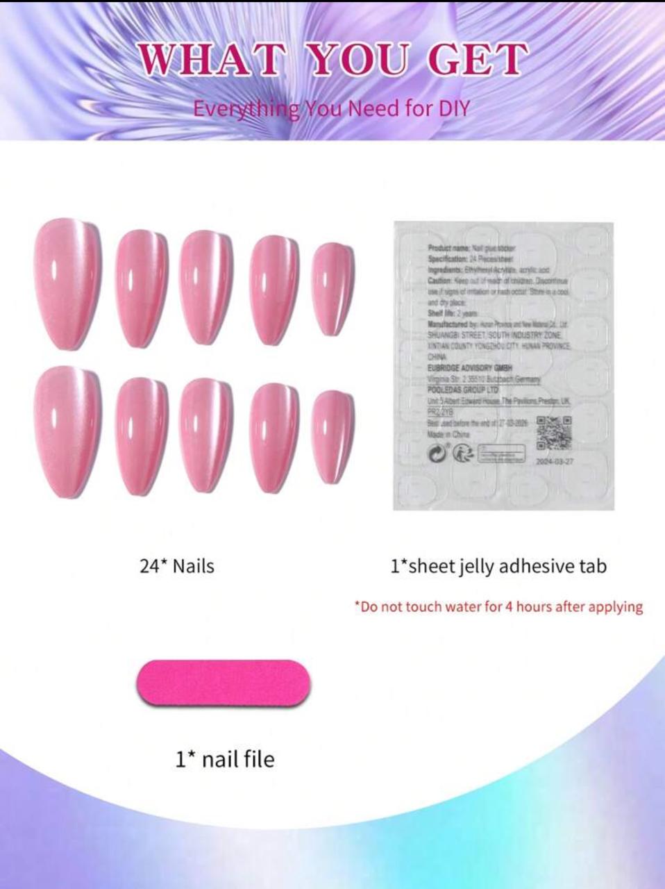 Y2K Almondnails Crystal Cat Eye Tip Press On False Nails image 2