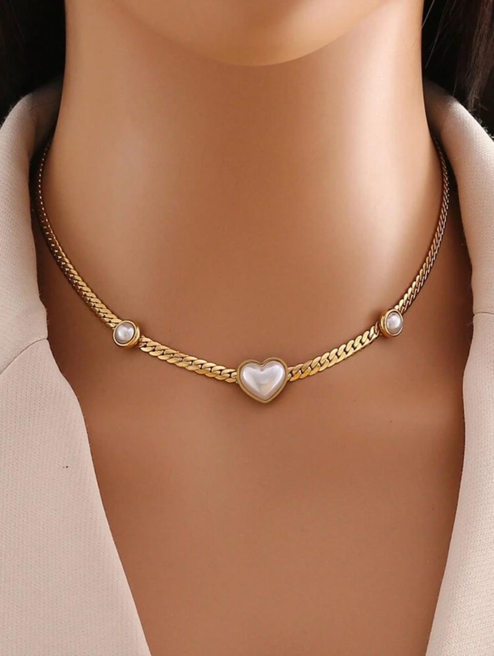 LATEST DESIGN WHITE HEART SHAPED NEKLACE SET image 2