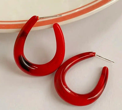 Elegant & Red U-Shaped Hoop Earrings - Perfect for daily wear image 1