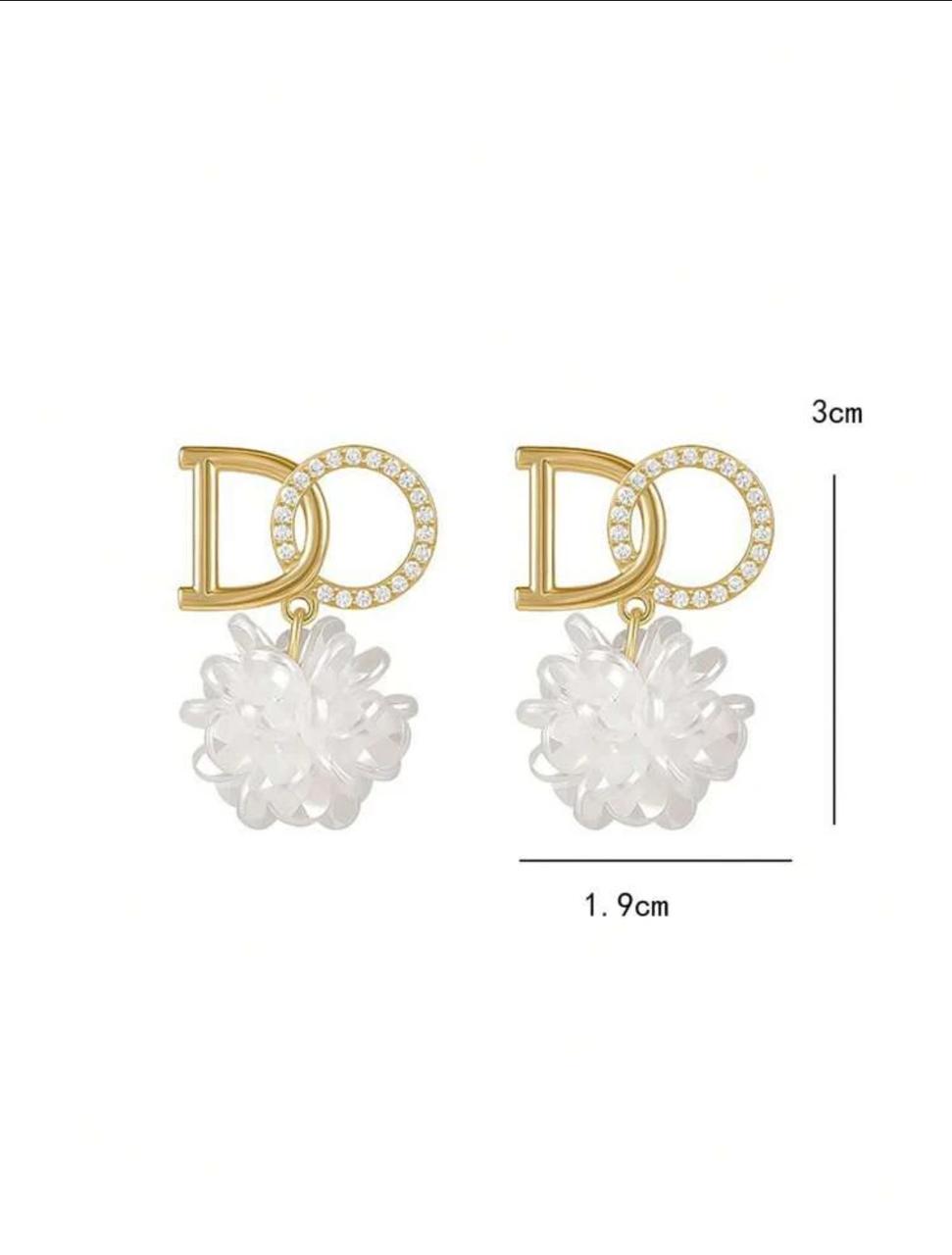 Rhinestone Letter &amp; Flower Decor Earrings image 2