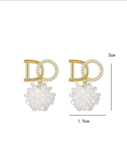 Rhinestone Letter &amp; Flower Decor Earrings image 2