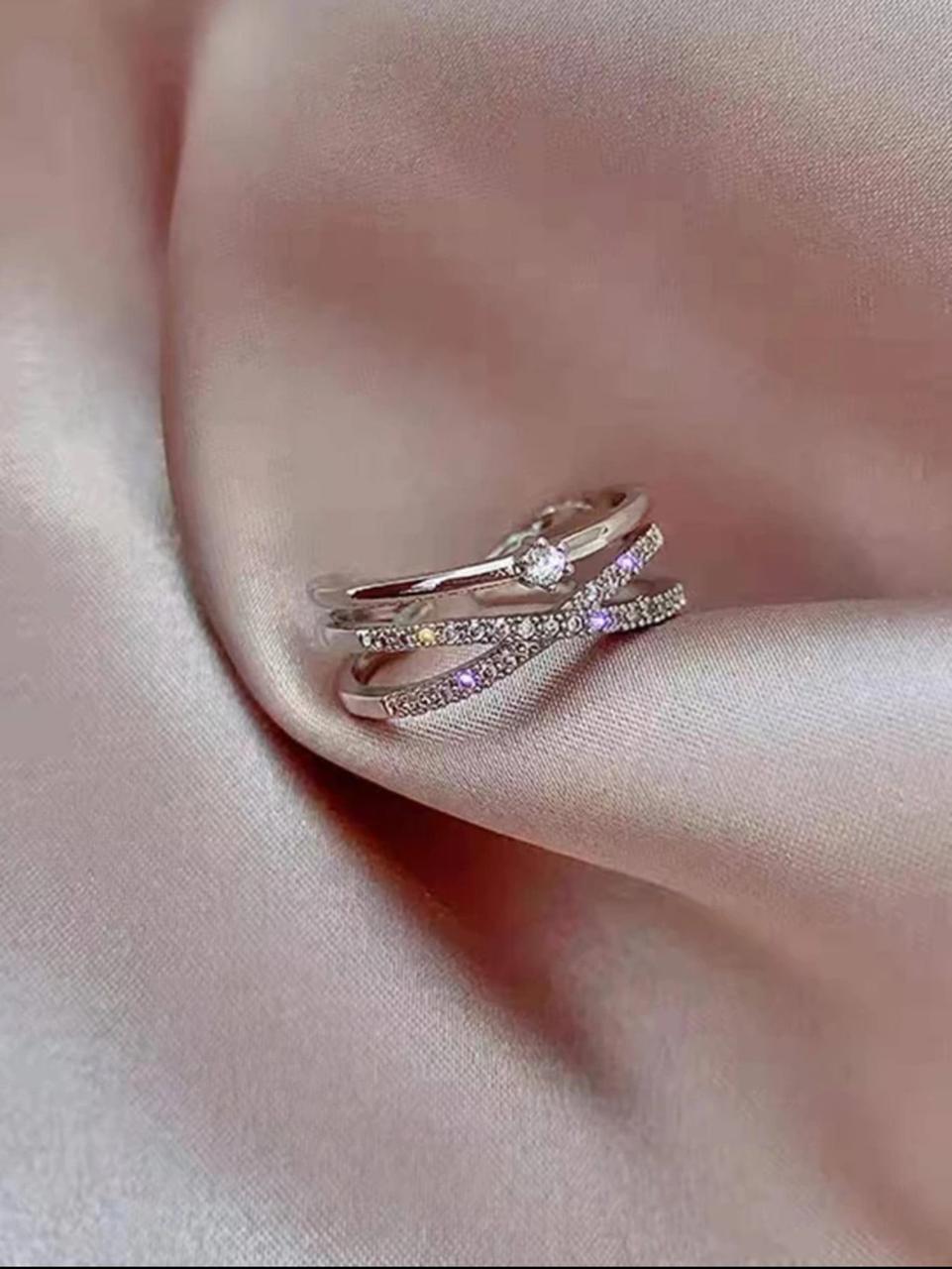 COPPER MICRO-INLAID CUBIC ZIRCONIA OPEN ADJUSTABLE RING image 5