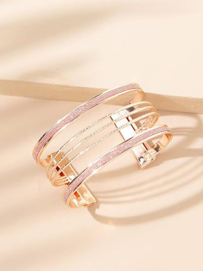 Glitter Detail Cuff Bangle - Rose Gold image