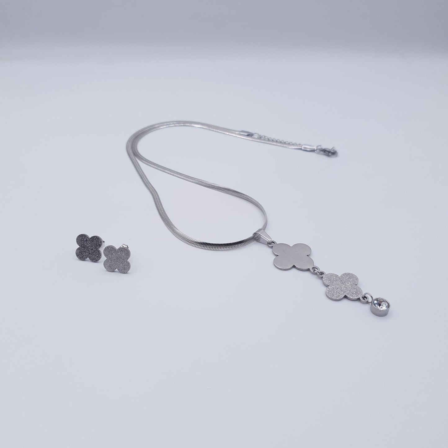Floral Charm Stainless Steel Necklace Set image 5