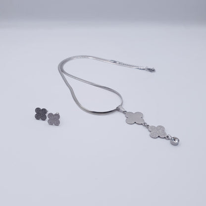 Floral Charm Stainless Steel Necklace Set image 5