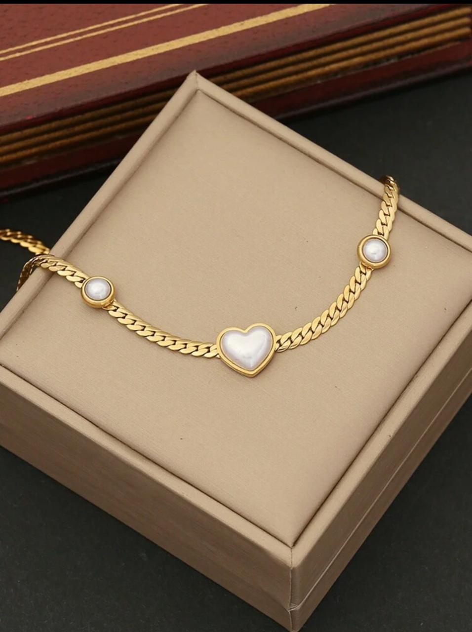 LATEST DESIGN WHITE HEART SHAPED NEKLACE SET image 7