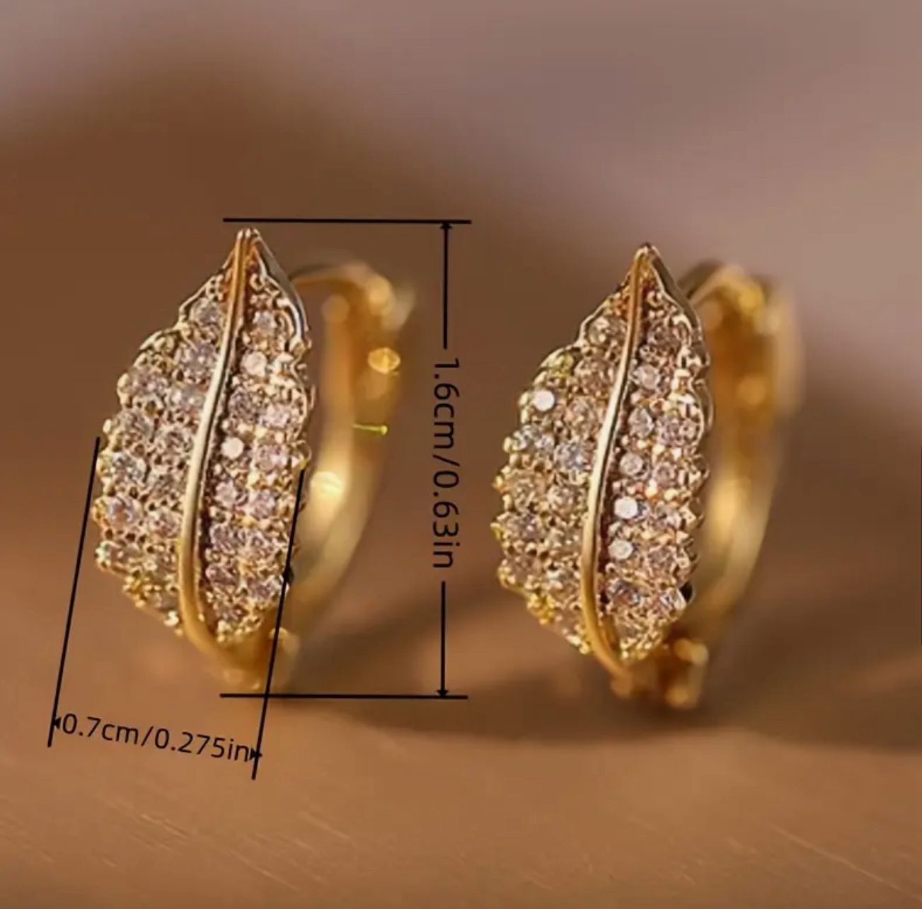 Elegant Leaf-Inspired Cubic Zirconia Hoop Earrings for Women image 3