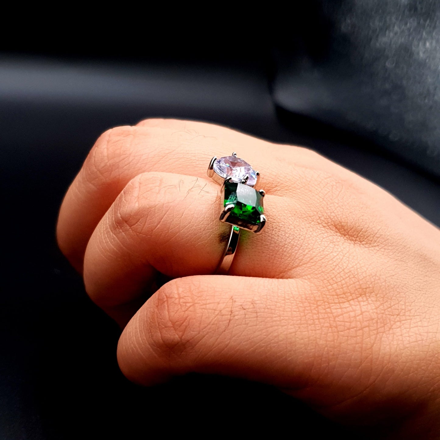 PEAR & RECTANGLE RING (Adjustable) image 3