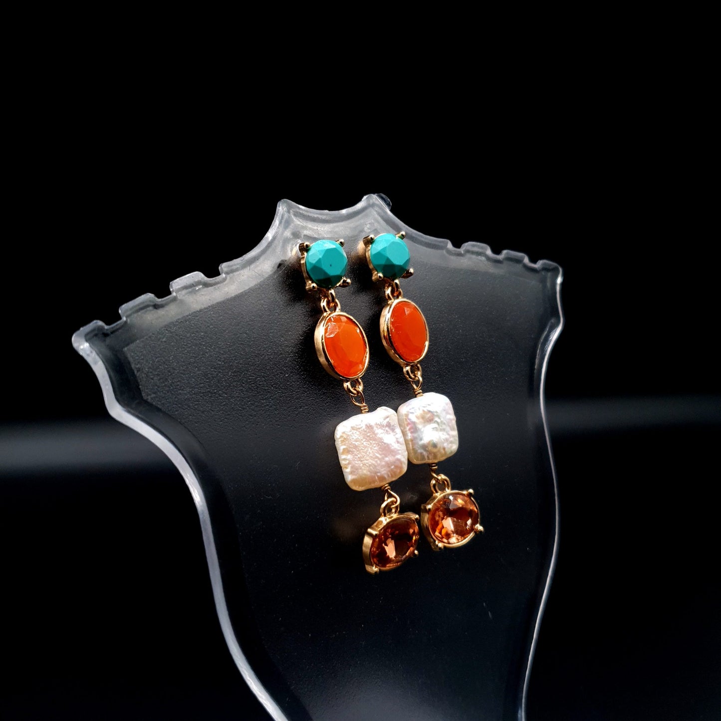 MULTI COLOR EAR DROP STONES image 2