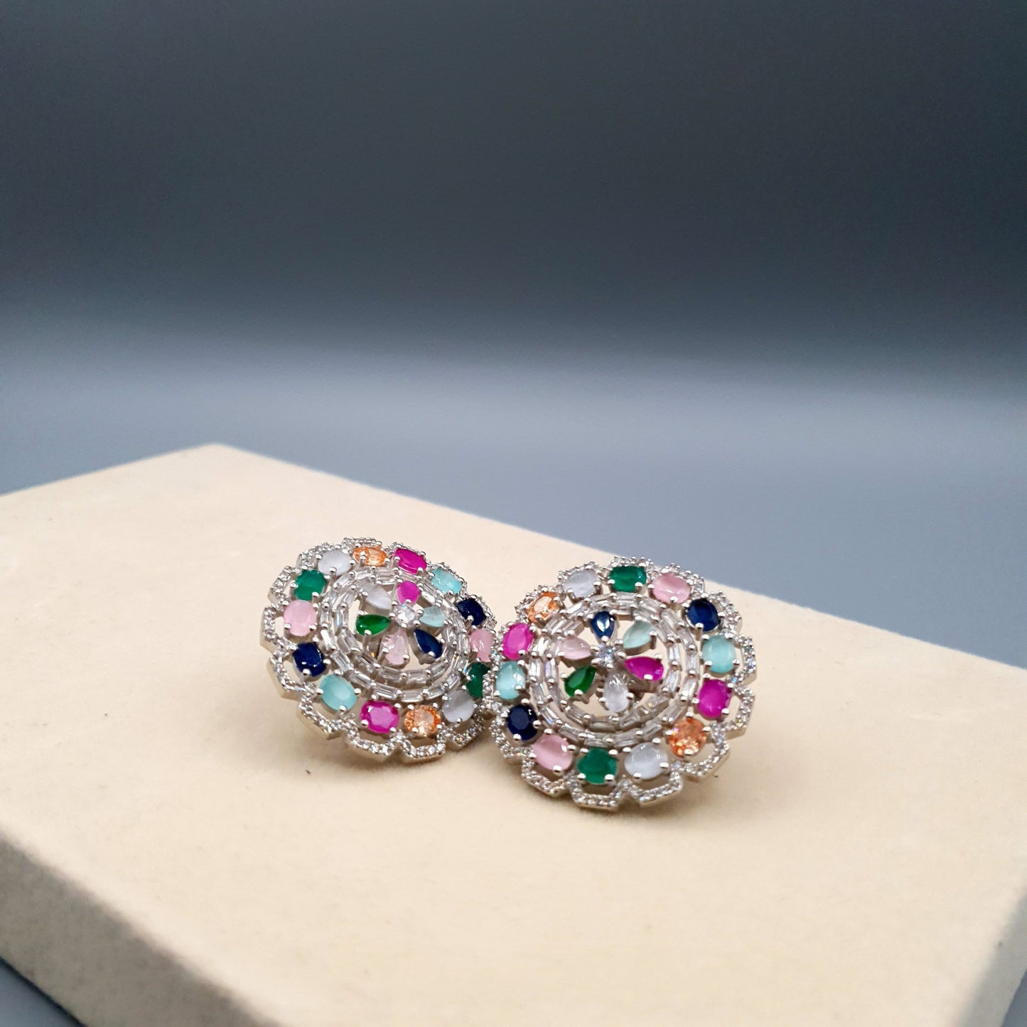 WHEEL STYLE PARTY WEAR-(MULTI COLOUR &amp; GOLDEN SILVER) image 9
