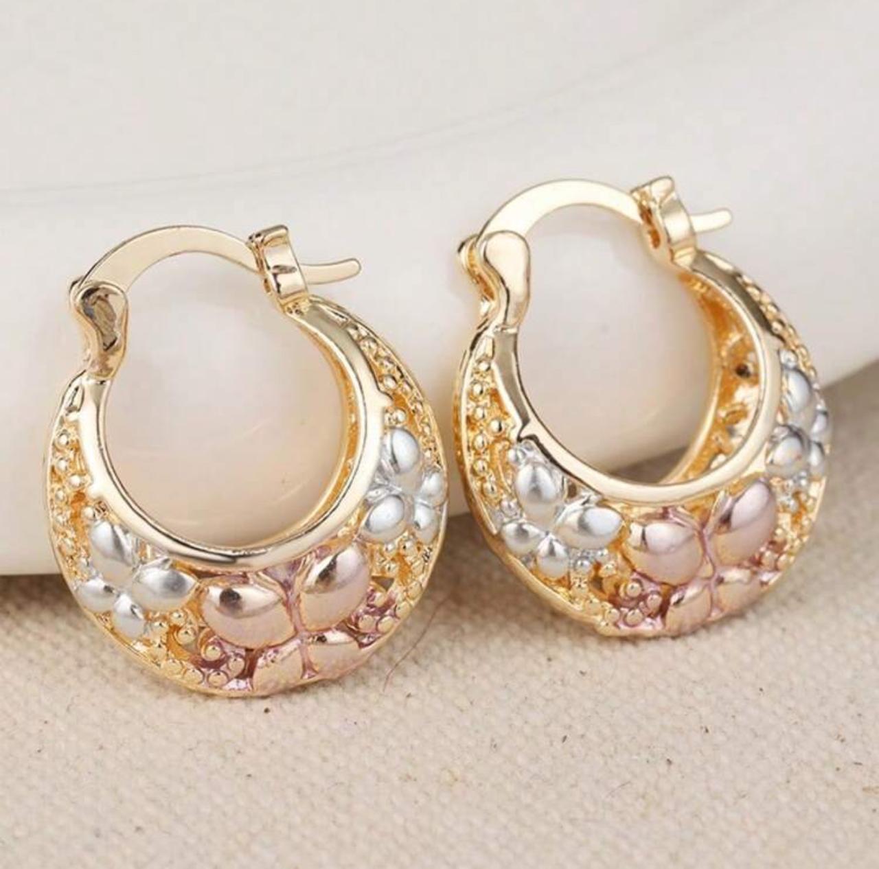 Exquisite Thick Hoop Earrings With Basket Weave Design image 2