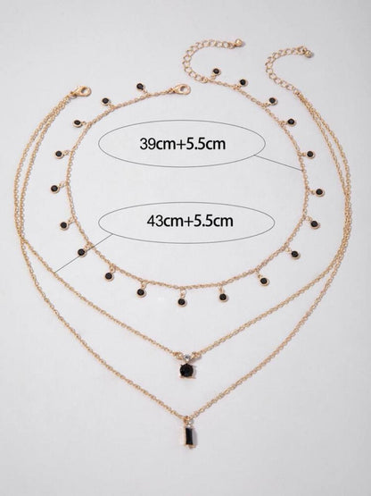 IMOLI 2-PIECE ALLOY RHINESTONE TASSEL NEKLACE MULTI LAYERED GEOMETRIC SET image 6