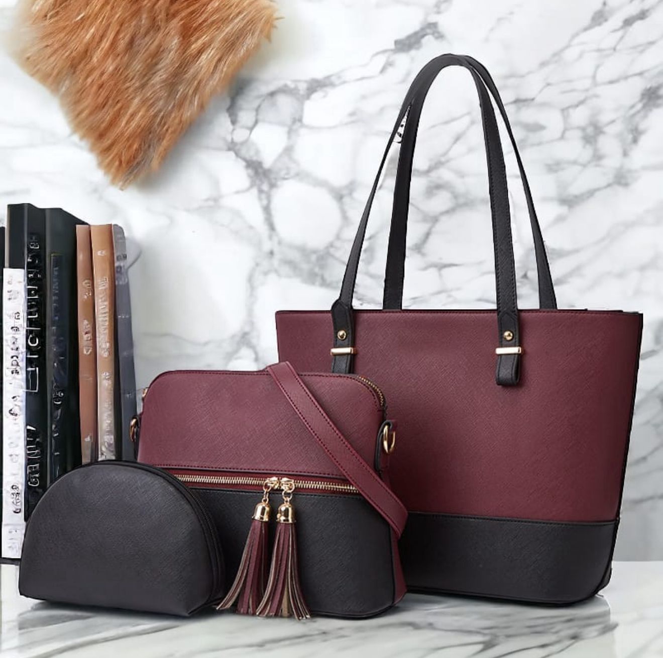 Premium Quality PU Leather (Faux Leather) with textured finish - maroon image