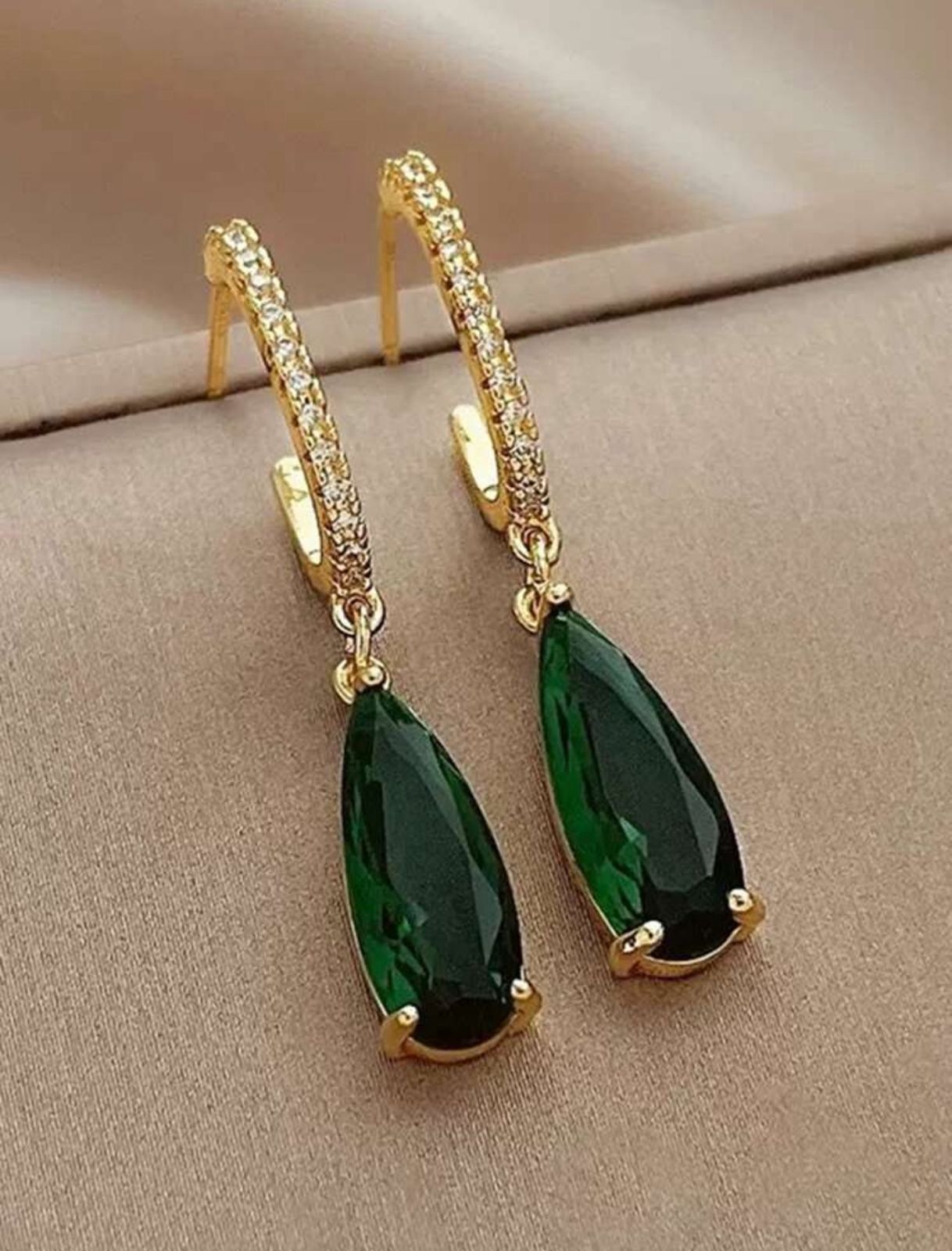Green Cubic Zirconia Drop Earrings For Women image 0