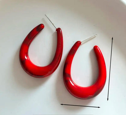 Elegant & Red U-Shaped Hoop Earrings - Perfect for daily wear image 3