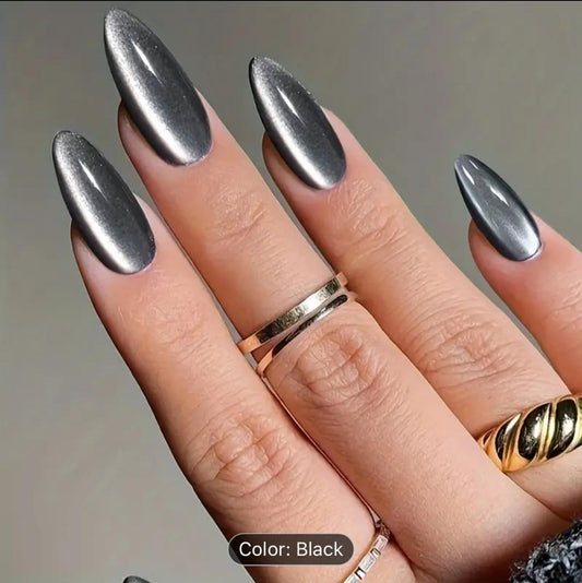 24pcs Y2K Aesthetic Crystal Cat Eye Press-On Nails Set image 0