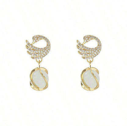 Exquisite &amp; Fashionable Creative Swan &amp; Cat Eye Pendant Earrings image 0