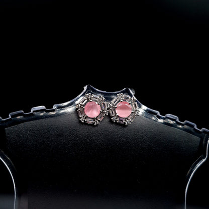 ROUND STYLE- SILVER & A PINK image 1