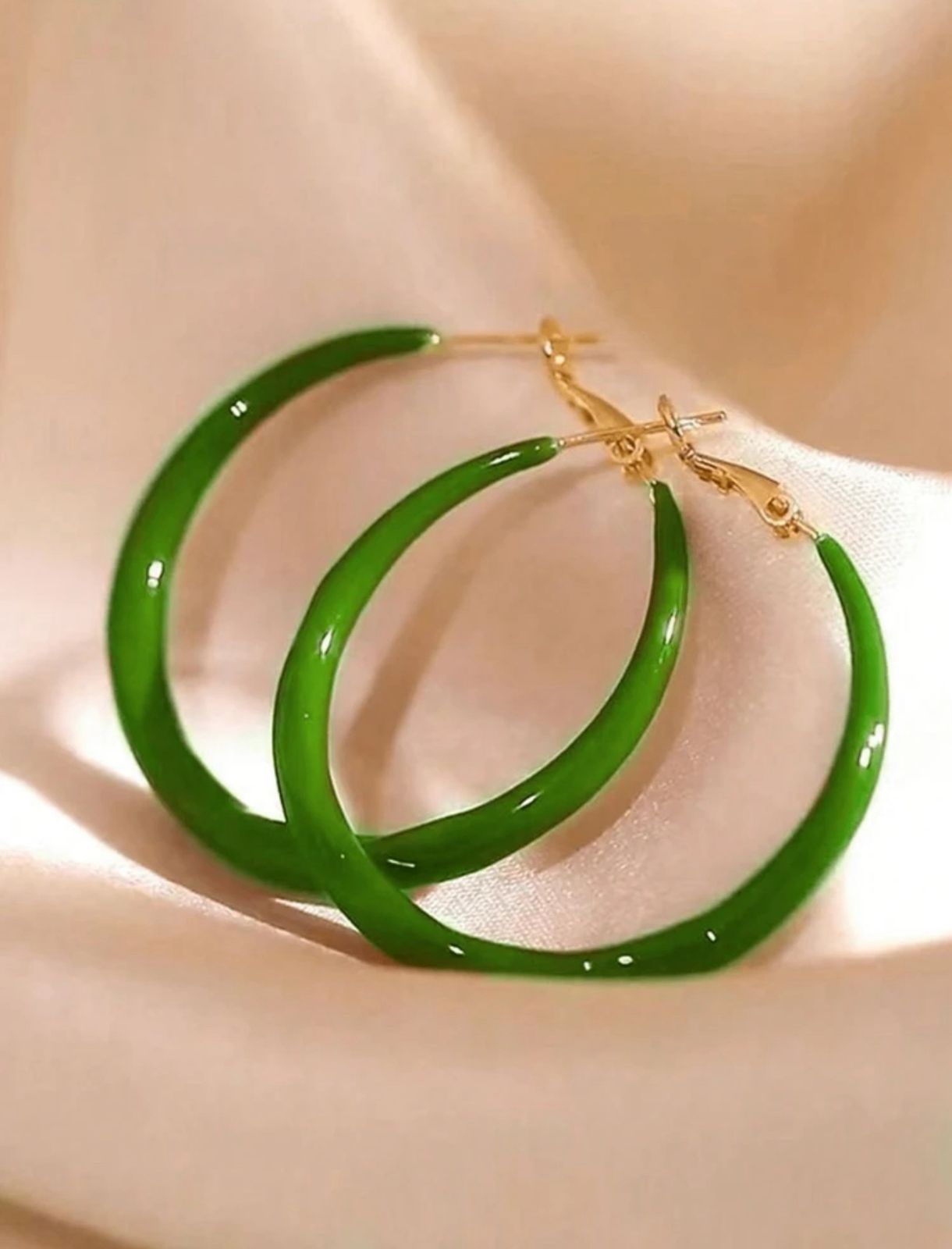 Luxury Vintage Green Enamel Splash Circle Earrings image 1