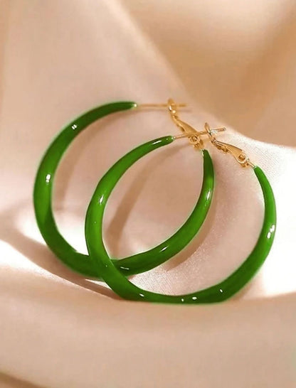 Luxury Vintage Green Enamel Splash Circle Earrings image 1