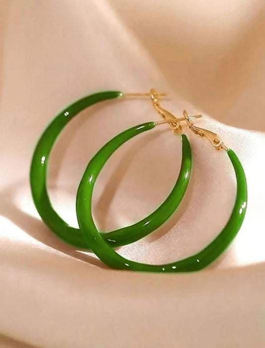 Luxury Vintage Green Enamel Splash Circle Earrings image 1