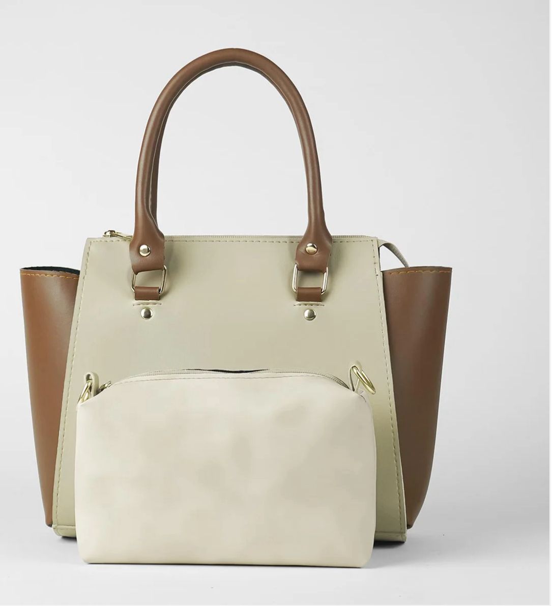 Elegant Two-Tone Tote Handbag image 0