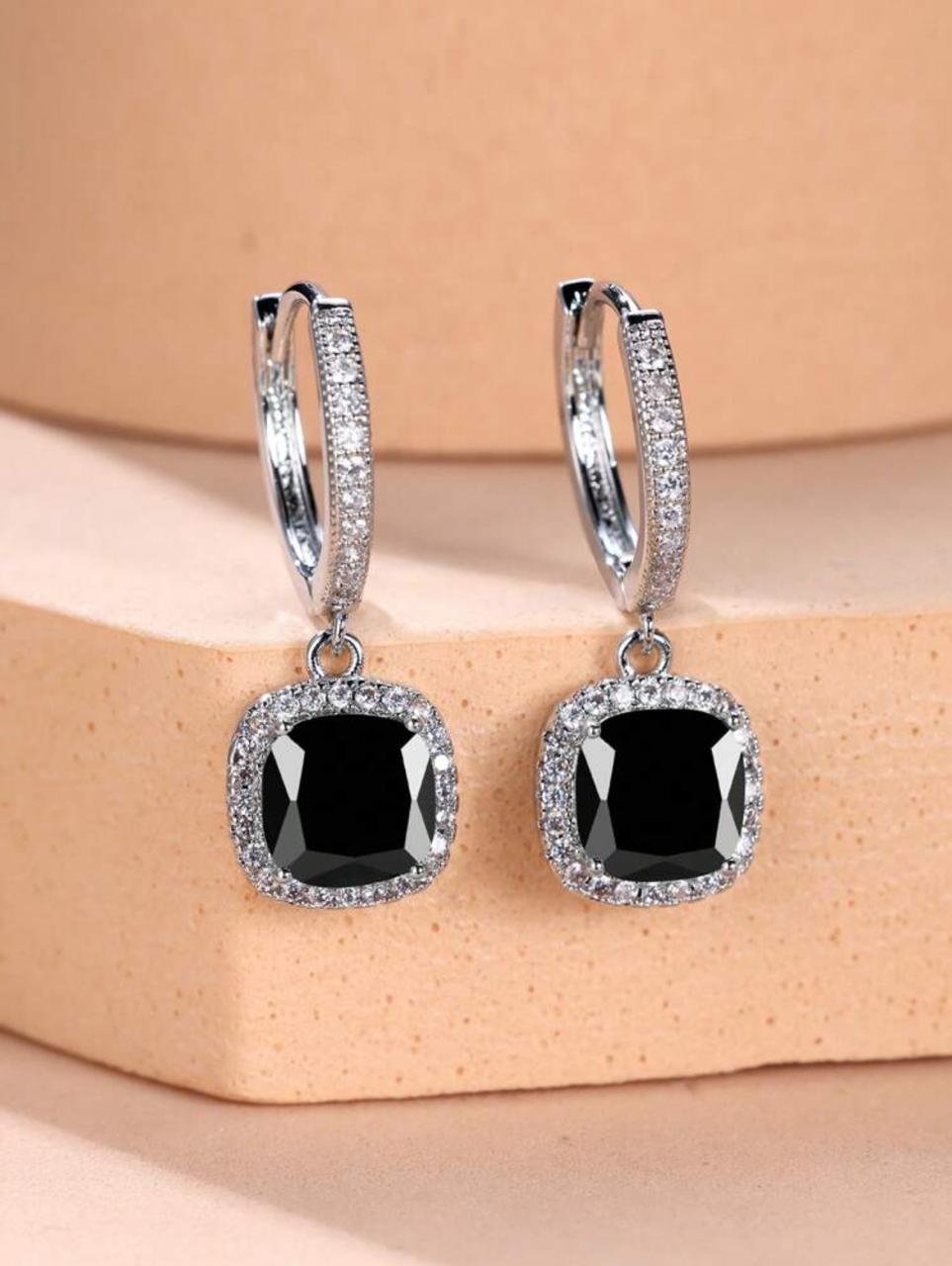 Glamorous Rhinestone Square Drop Earrings image 1