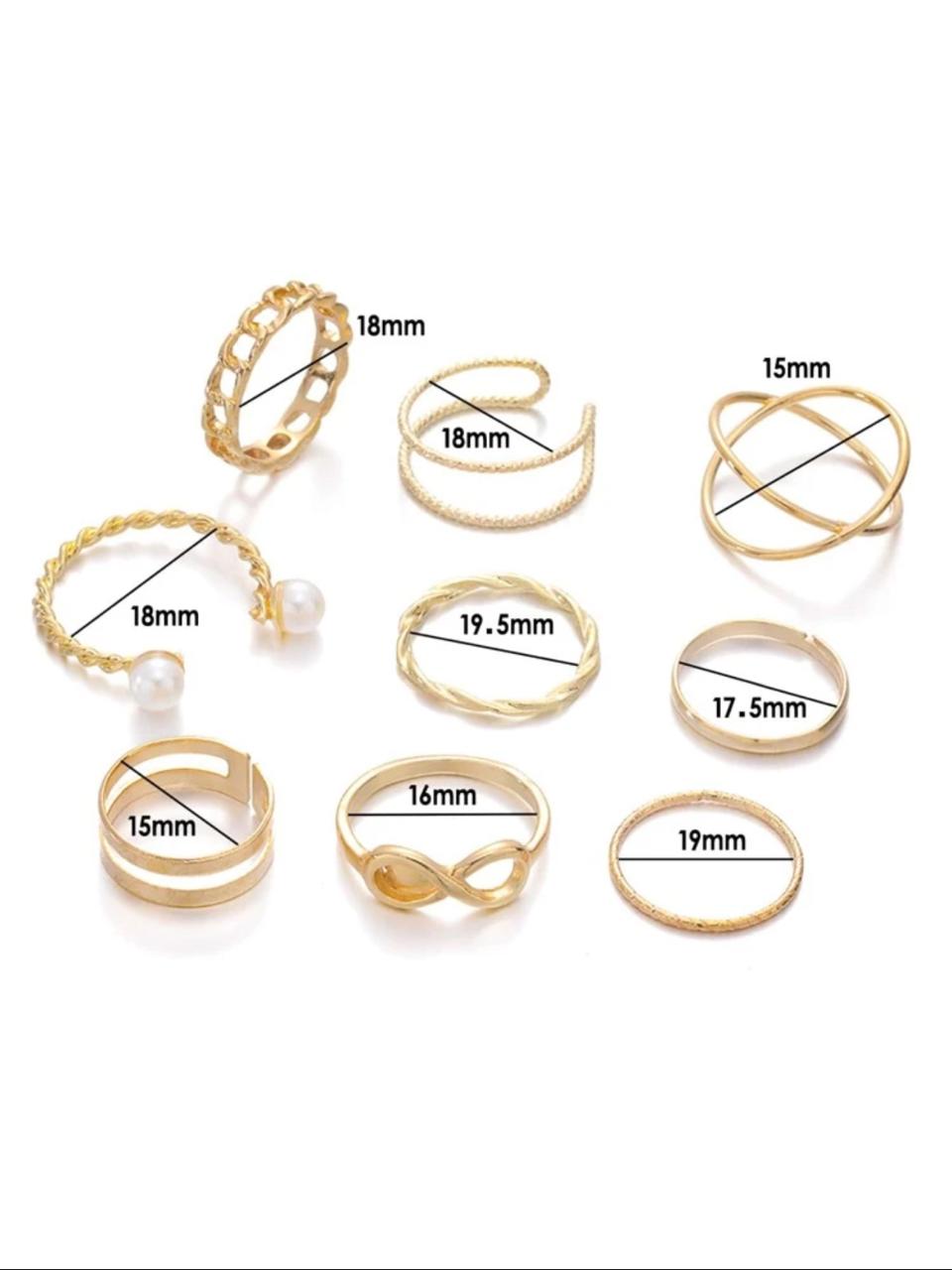 9pcs Faux Pearl Decor Ring image 1