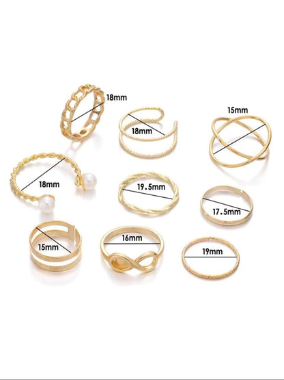 9pcs Faux Pearl Decor Ring image 1