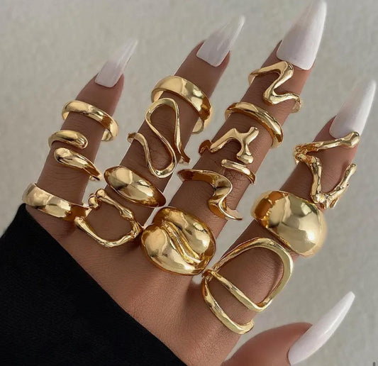 Fashionable and Personalized Small Irregular Gender Stackable Open Ring Set image 1