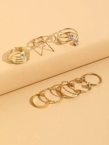 8pcs Bow & Rhinestone Decor Ring image 2