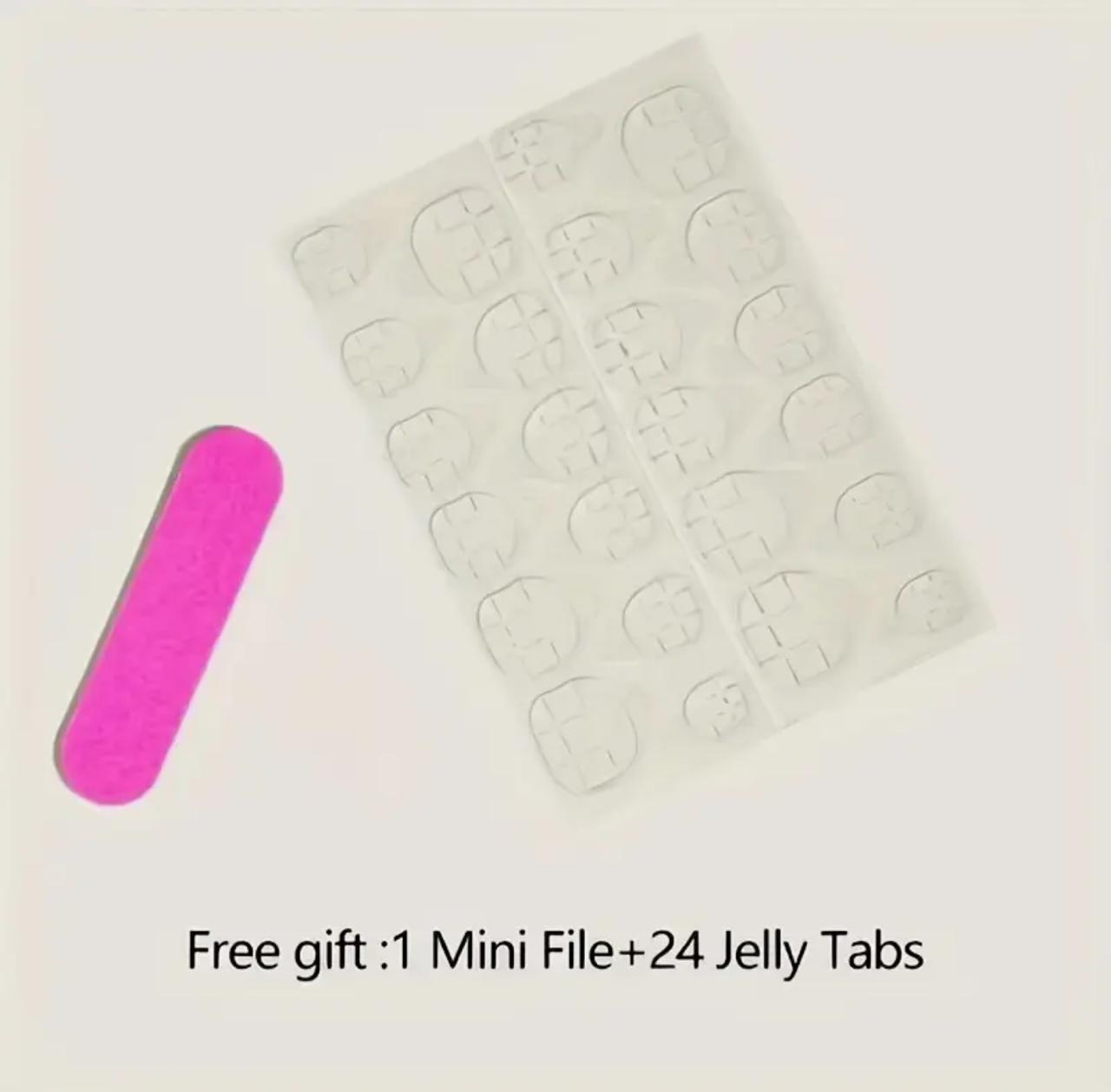 Chic Almond-Shaped, Golden Glitter Accents, Medium Length, French Manicure Style, Easy to Apply & Remove Press-On Nails, Perfect for Casual Attire or Special Occasions. image 1