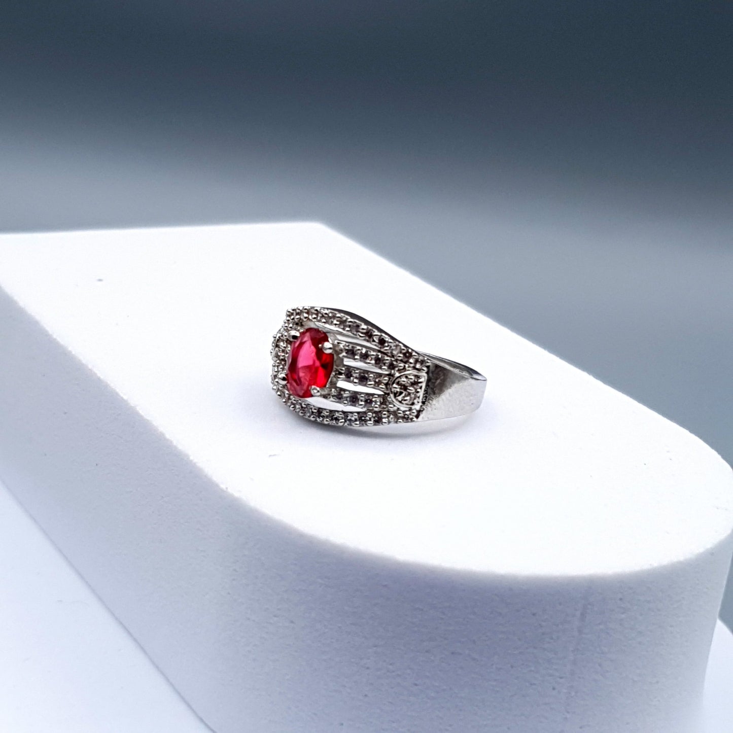 SILVER PINK FANCY RING image 1