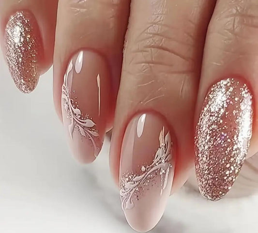 French Glitter Gradient Nail Art Pure Desire Pink Simple Wearable image 0