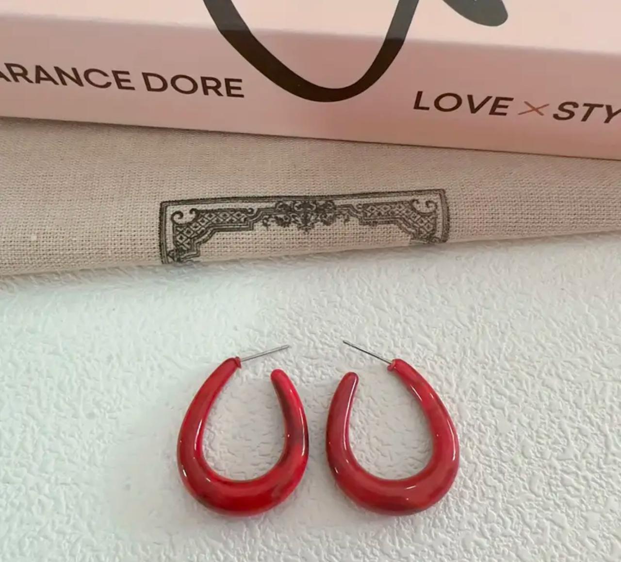 Elegant & Red U-Shaped Hoop Earrings - Perfect for daily wear image 4