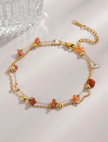 Sunlit Amber Charm Anklet