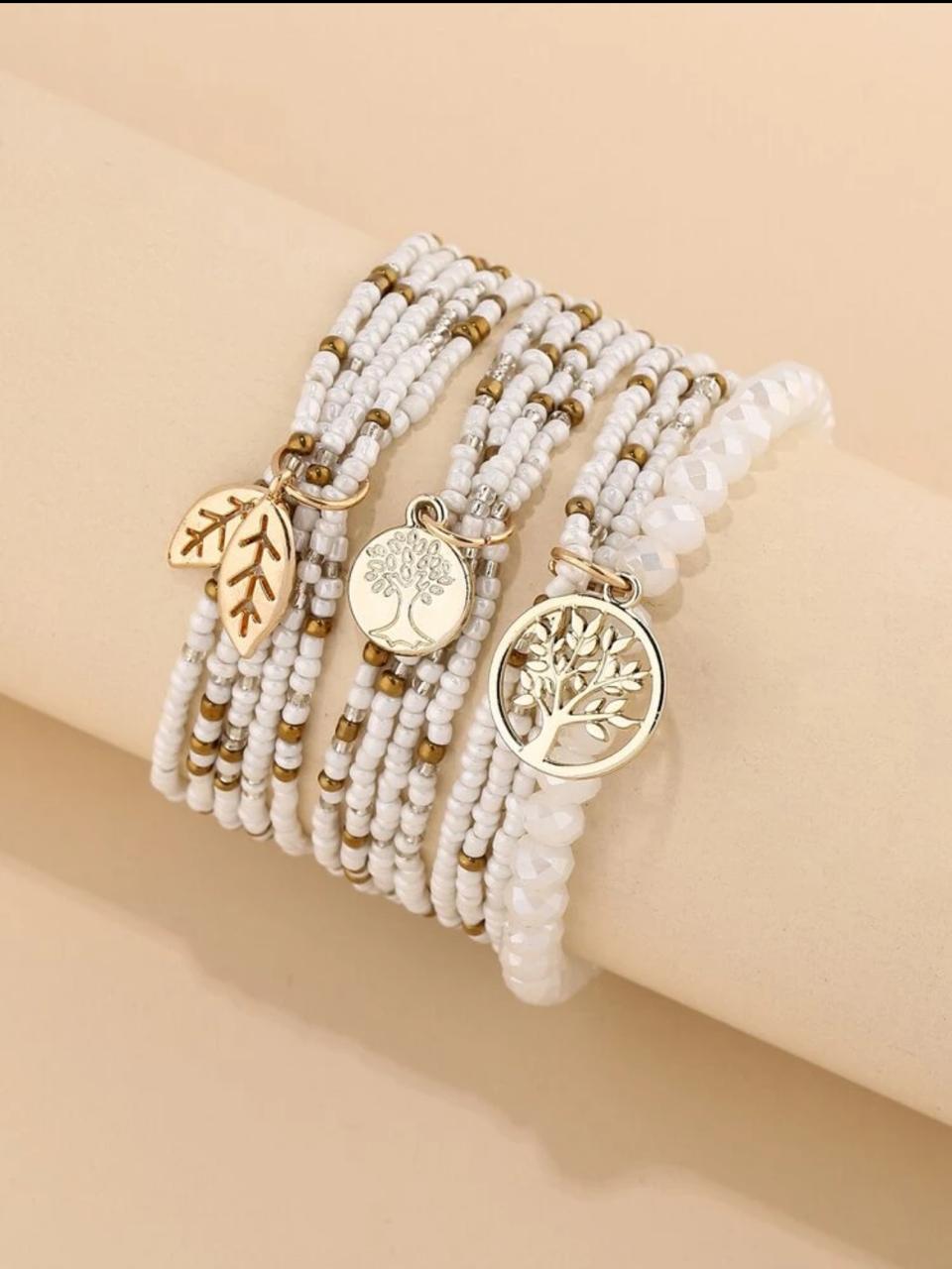 3 Pieces Tree Decor Layered Beaded Bracelet image 4