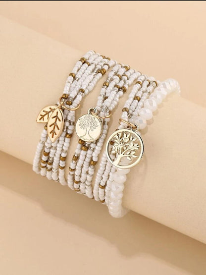 3 Pieces Tree Decor Layered Beaded Bracelet image 4