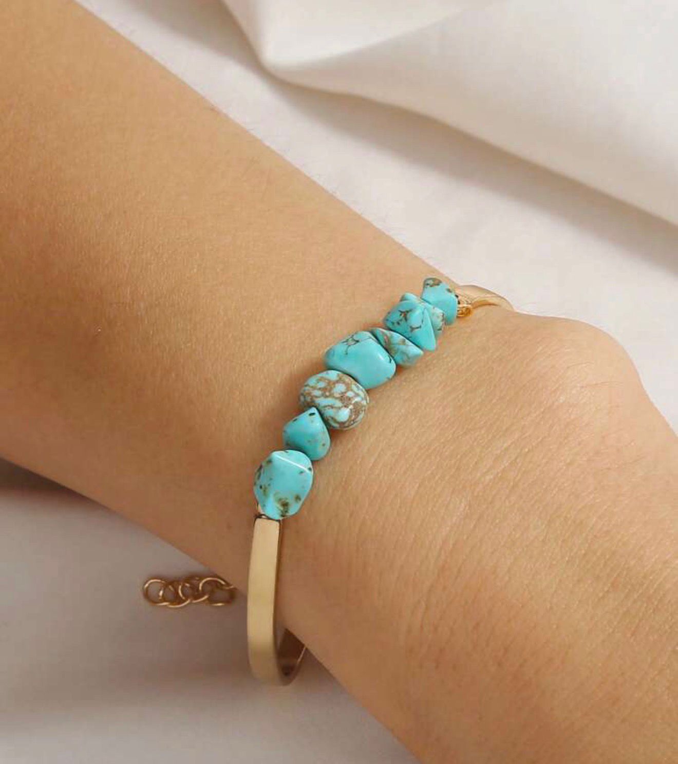 Nooxian 1pc Natural Turquoise Twisted Bangle Bracelet image 2