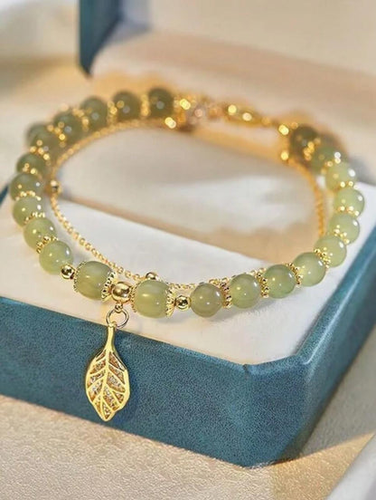 Double-Layer Apricot Leaves & Gilded Branches Bracelet image 1