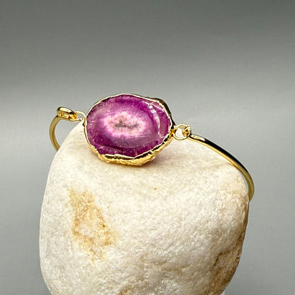 Adjustable Boho-Chic Natural Crystal Flower Bangle image 16