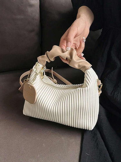 Mini Simple Pleated Woven and Portable Shoulder Zipper Handbag image 0