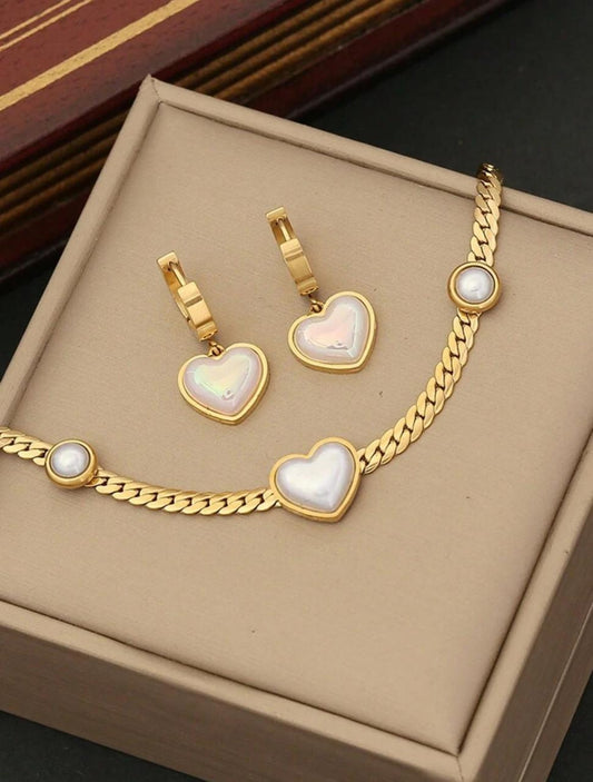 LATEST DESIGN WHITE HEART SHAPED NEKLACE SET image 1